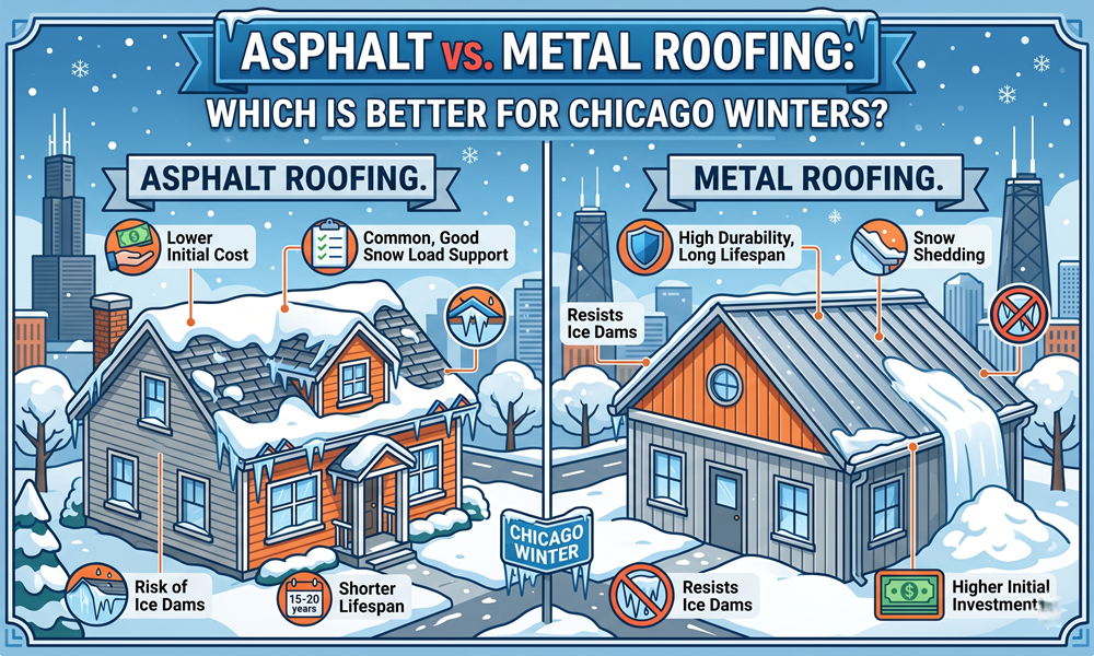 Asphalt vs. Metal Roofing: Which Is Better for Chicago Winters?