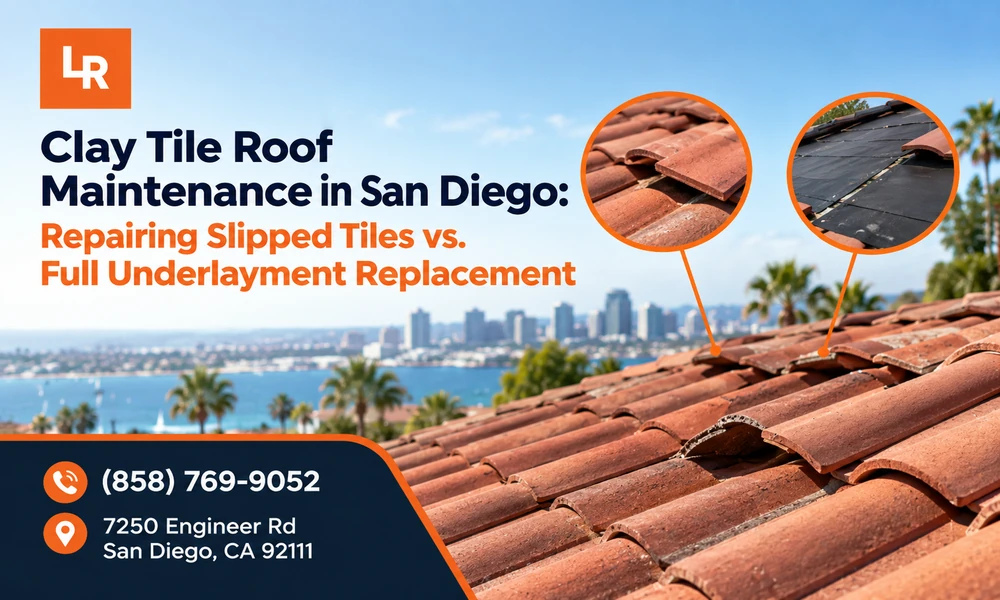 Clay Tile Roof Maintenance in San Diego: Repairing Slipped Tiles vs. Full Underlayment Replacement